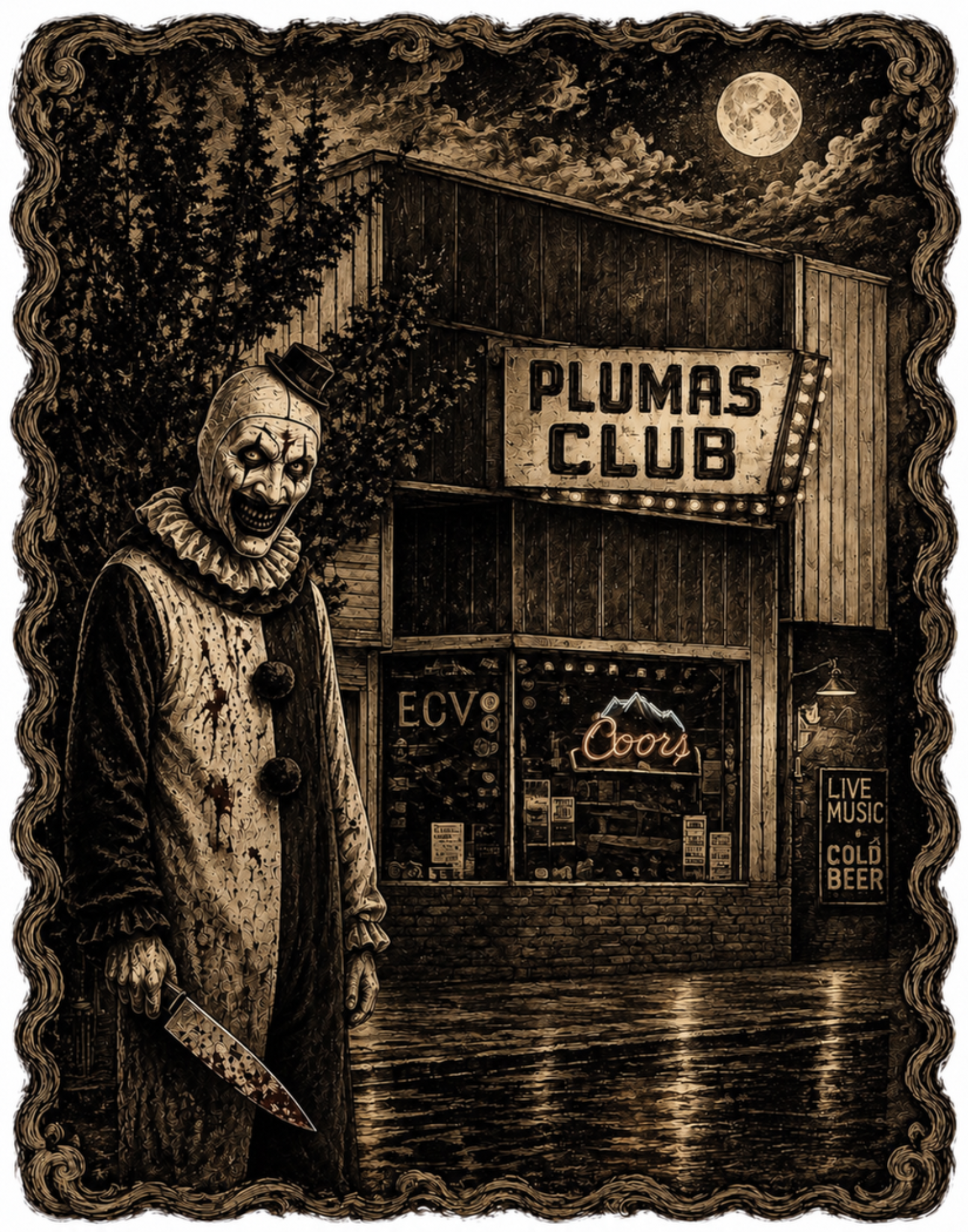 Halloween limited Plumas Club horror graphic